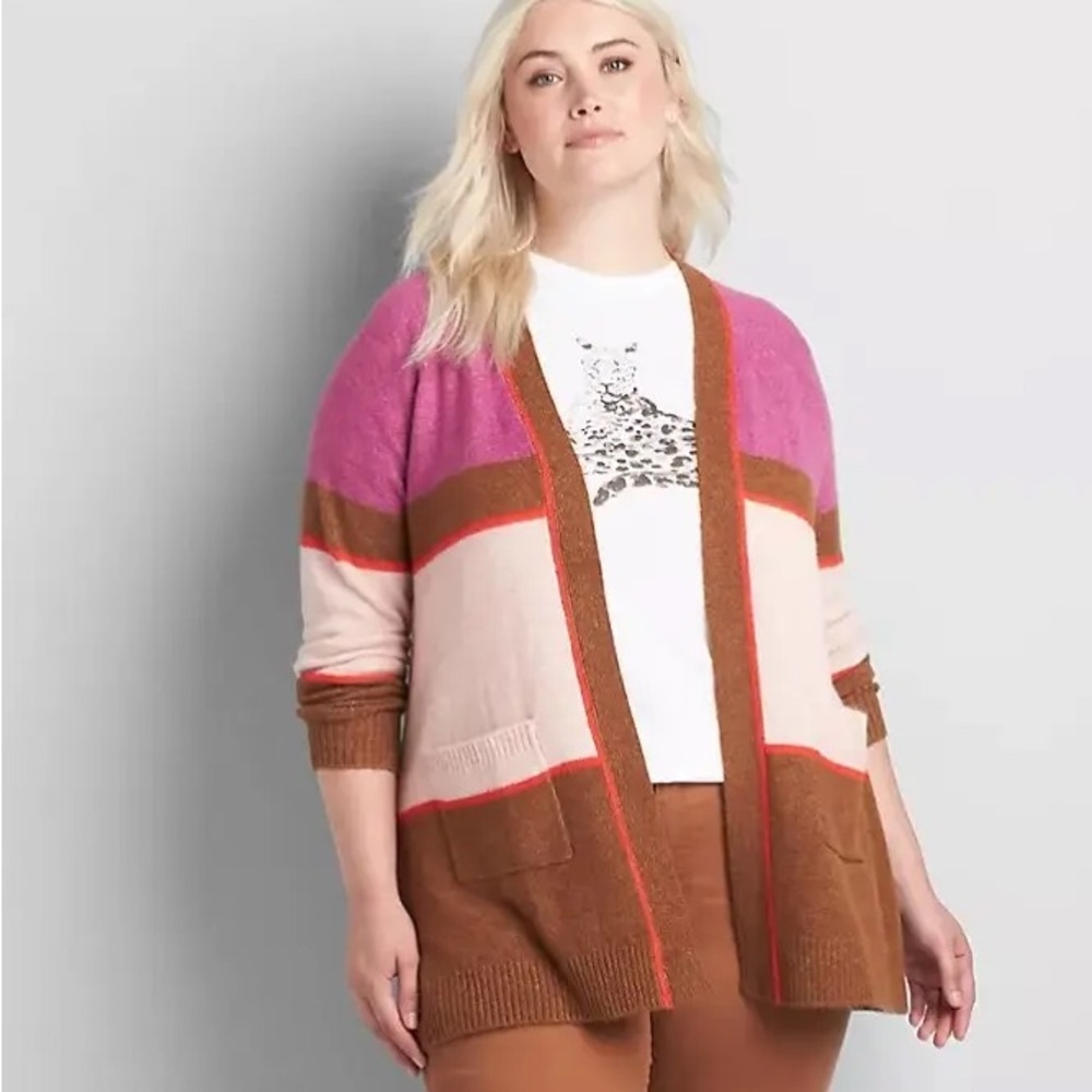 Lane Bryant Multicolor Cardigan Sweater